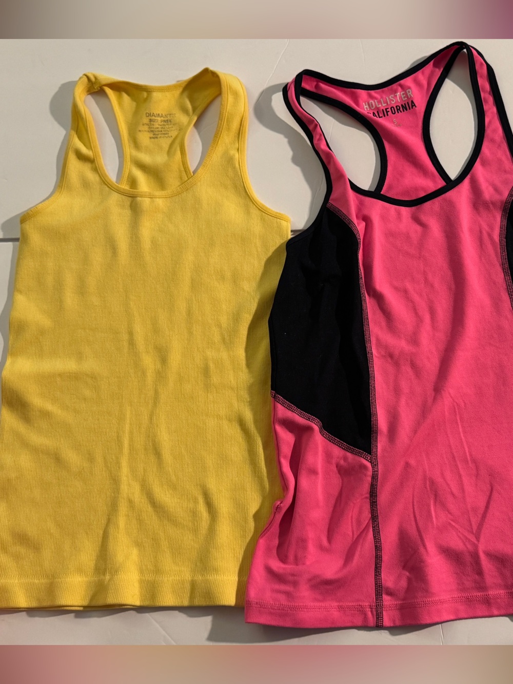 Hollister Pink and Black Racerback Tank Top size s